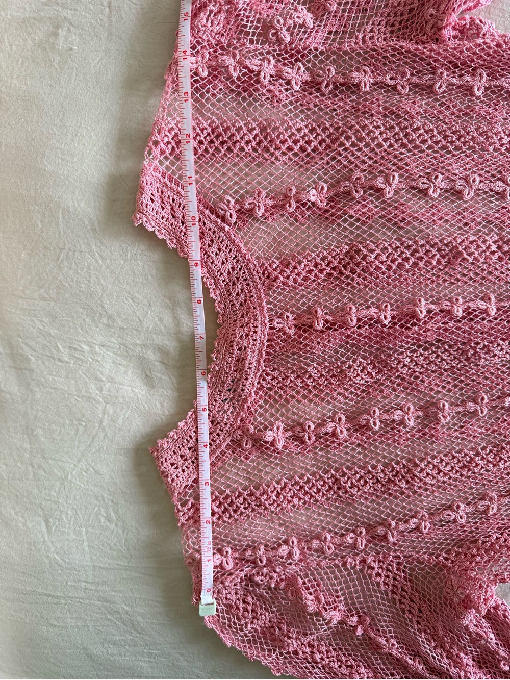 Blush Pink Crochet Vintage Midi Dress - Women's Lace Knit Dress - Picture 14 of 17